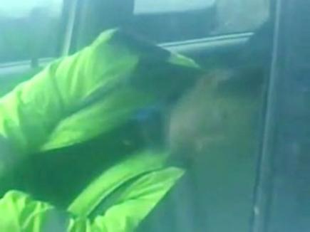 Furaţi în linişte! Un poliţist local, filmat în timp ce dormea în maşina de serviciu (VIDEO)